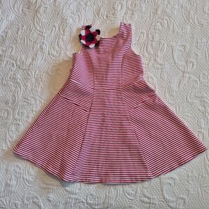 Janie and Jack girls size 4 red and white striped sleeveless dress EUC